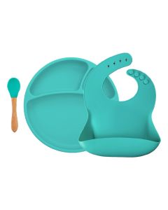 Set de hranire BWL II Minikoioi, 100% Premium Silicone – Aqua Green