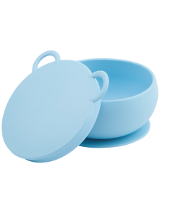 Bol Minikoioi cu Ventuza si Capac, 100% Premium Silicone – Mineral Blue