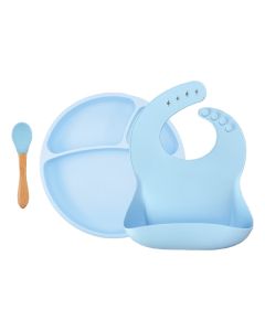 Set de hranire BWL II Minikoioi, 100% Premium Silicone – Mineral Blue