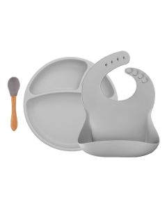 Set de hranire BWL II Minikoioi, 100% Premium Silicone – Powder Grey