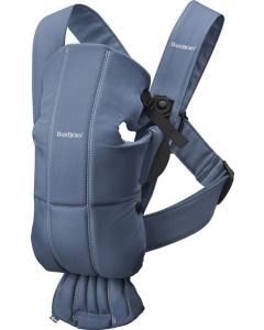 BabyBjorn - Marsupiu anatomic Mini, cu pozitii multiple de purtare – Vintage Indigo, Bumbac