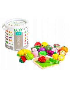 Set fructe din lemn Ecotoys 20 buc