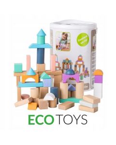 Cuburi din lemn Ecotoys 100 piese