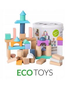 Cuburi din lemn Ecotoys 50 piese