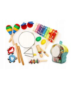 Set muzical din lemn Ecotoys MA01, 10 instrumente, Multicolor