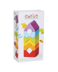 Jucarie Din Lemn Cubika, Set Constructii "Turn" - 8 piese