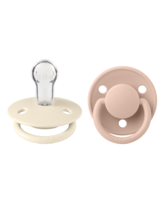 BIBS - Set 2 suzete De Lux Silicon, tetina rotunda, marime universala-Ivory/Blush