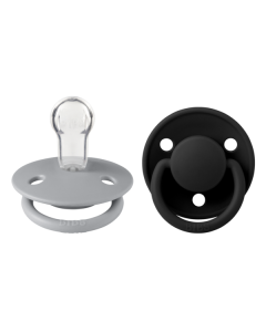 BIBS - Set 2 suzete De Lux Silicon, tetina rotunda, marime universala-Cloud/Black