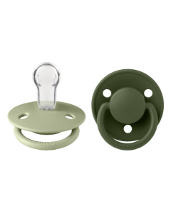 BIBS - Set 2 suzete De Lux Silicon, tetina rotunda, marime universala-Sage/Hunter Green