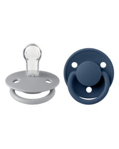 BIBS - Set 2 suzete De Lux Silicon, tetina rotunda, marime universala-Cloud/Steel Blue