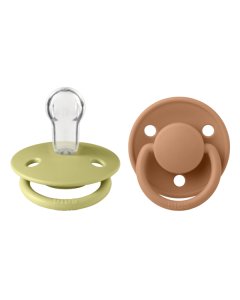 BIBS - Set 2 suzete De Lux Silicon, tetina rotunda, marime universala-Meadow/Earth