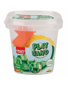 Nisip kinetic Fun Sand 350 gr Verde si 3 unelte de modelat