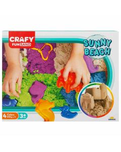 Nisip kinetic Fun Sand 1000 gr cu tavita si sabloane La Plaja