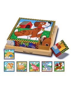 Puzzle lemn din cuburi Animalele de casa Melissa and Doug