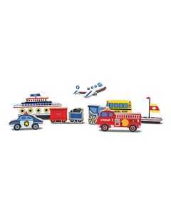 Puzzle lemn in relief Mijloace de transport Melissa and Doug