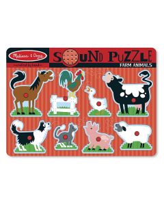 Puzzle de lemn cu sunete Animale de la Ferma Melissa and Doug