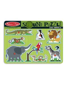 Melissa & Doug - Puzzle de lemn cu sunete Animale de la Zoo