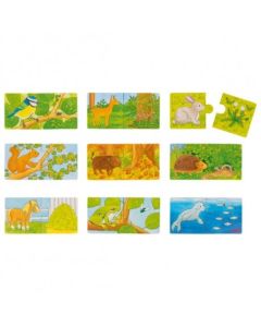 Set de 9 puzzleuri Cu ce se hranesc animalele?