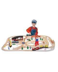 Set Trenulet din lemn cu depou Melissa and Doug