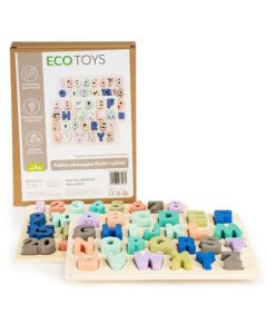 Tabla educationala din lemn cu cifre si litere - 51 de elemente Ecotoys MA4512