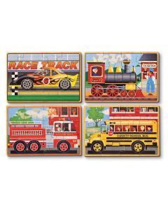 Set 4 puzzle lemn in cutie Vehicule Melissa and Doug