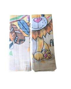 Set 2 museline din bumbac 70x55 cm Lion SeviBebe