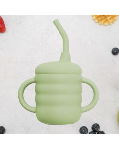 Cana din silicon cu pai, AppeKids - Raw Green