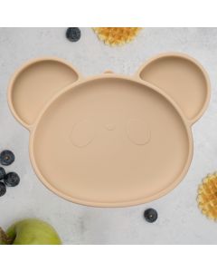 Farfurie din silicon cu ventuza, AppeKids, Panda - Bubble Beige