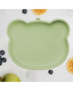 Farfurie din silicon cu ventuza, AppeKids, The Little Bear - Raw Green