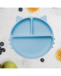 Farfurie compartimentata din silicon cu ventuza, AppeKids - Kitty - Aqua Blue