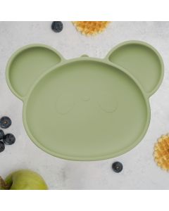 Farfurie din silicon cu ventuza, AppeKids, Panda - Raw Green