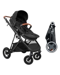 BabyGo - Carucior 3 in 1 AIR Halime black – cadru Black 