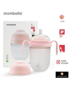 Biberon Anticolici Mombella Breast-Like, 300ml, Tetina 360Ã‚Â° XL Flux Consistent, 100% Silicon, Old Roze