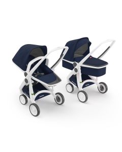 Carucior 2 in 1, Greentom, 100% Ecologic, White Blue