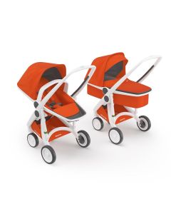 Carucior 2 In 1, Greentom, 100% Ecologic, White Orange