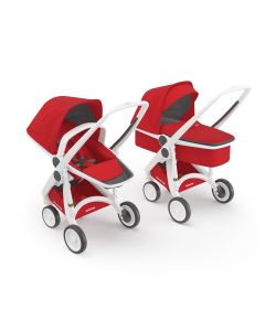 Carucior 2 in 1, Greentom, 100% Ecologic, White Red