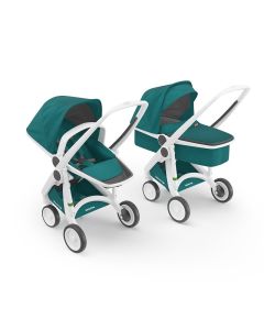 Carucior 2 In 1, Greentom, 100% Ecologic, White Teal