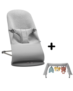 BabyBjorn - Balansoar Bliss Light Grey, 3D Jersey, cu bara de jucarii 