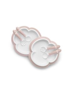 BabyBjorn - 2 Seturi hranire: farfurie, lingurita si furculita pentru bebe, Powder Pink