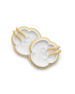 BabyBjorn - 2 Seturi hranire: farfurie, lingurita si furculita pentru bebe, Powder Yellow