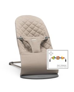 BabyBjorn - Balansoar Bliss Sand Grey, Bumbac cu bara de jucarii