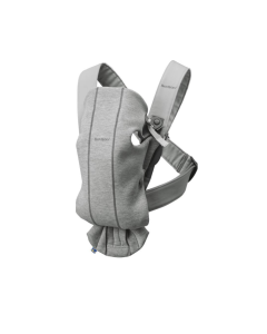 BabyBjorn - Marsupiu anatomic Mini, cu pozitii multiple de purtare – Light Grey, 3D Jersey