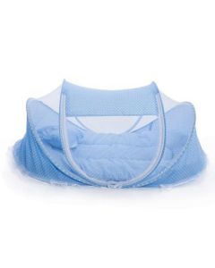 Patut voiaj pliabil bebe cu protectie impotriva tantarilor Happy Baby Blue