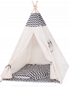 Springos - Cort copii stil indian Teepee ZigZag XXL