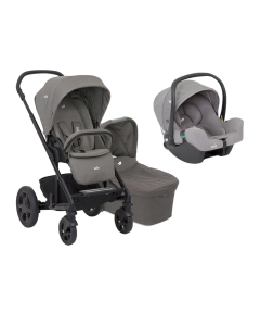 Joie - Carucior pentru copii multifunctional 3 in 1 Chrome Foggy Gray (Carucior Chrome Foggy Gray + Landou Chrome Foggy Gray + scoica i-Snug Gray Flannel)