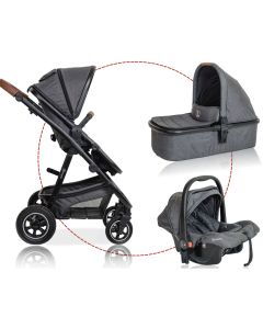 BabyGo - Carucior 3 in 1 Simplex, Grey Melange