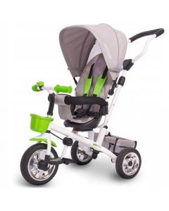 Tricicleta 2 in 1 Ricokids, sezut rotativ, roti gonflabile RC-601 - Gri - Verde