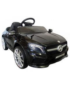 Masinuta electrica cu telecomanda, roti EVA, scaun piele Mercedes GLA45 - Negru