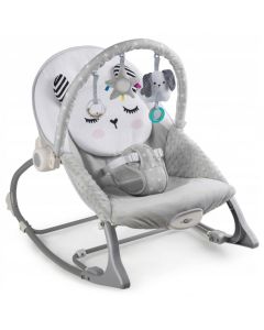 Balansoar multifunctional cu vibratii, panda, 3 jucarii, Ricokids 7323, Gri