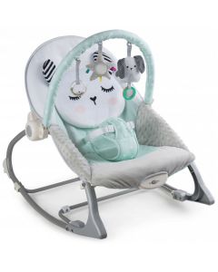 Balansoar multifunctional cu vibratii, panda, 3 jucarii, Ricokids 7324, Turcoaz